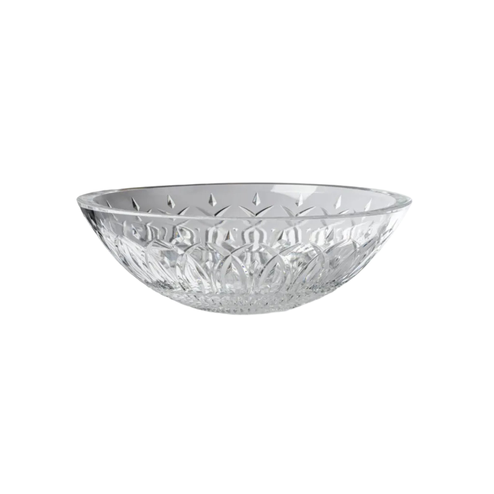 Clear acrylic serving bowl with diamond cut pattern