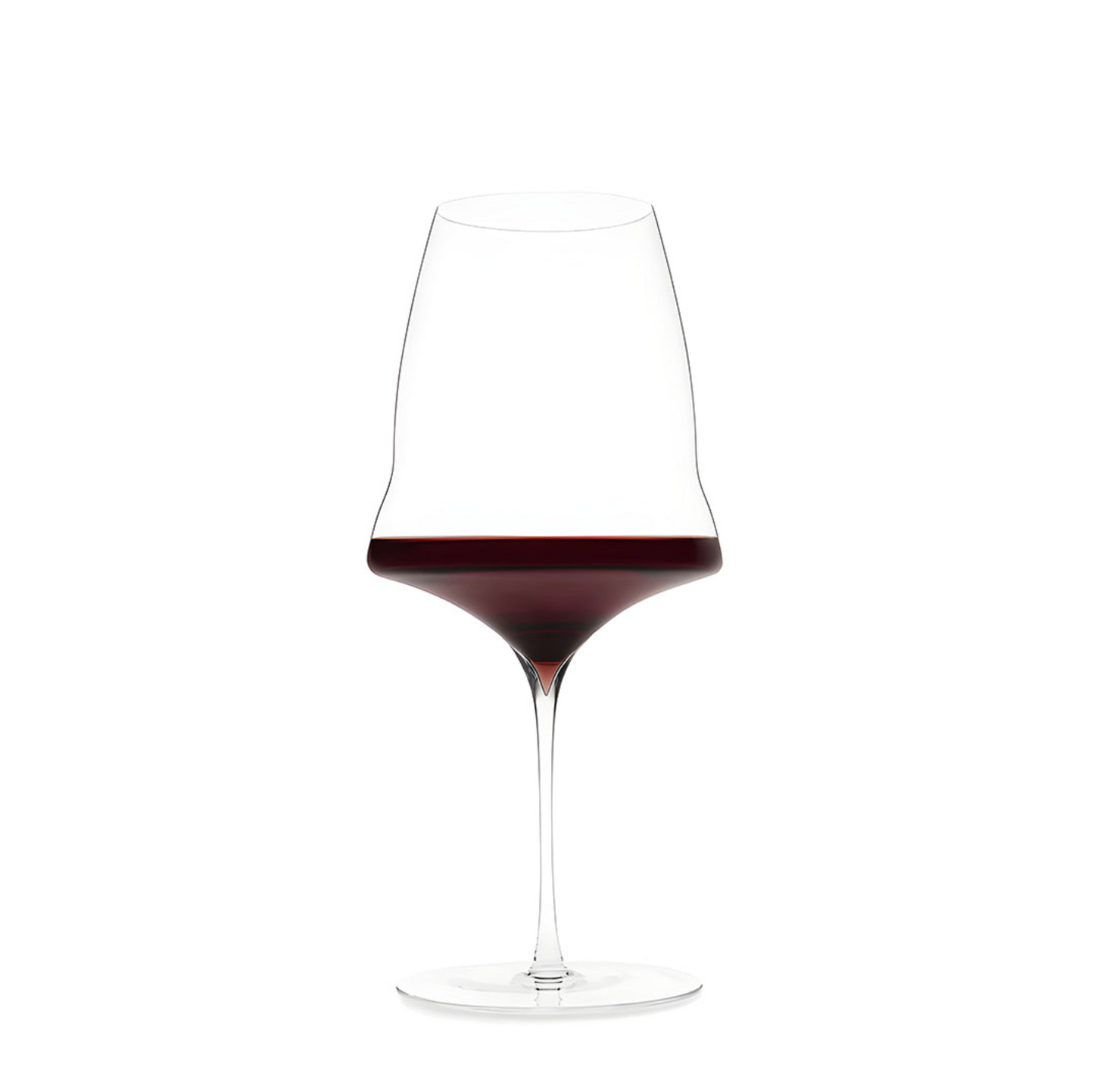 Hand-blown luxury wine glass with red wine 