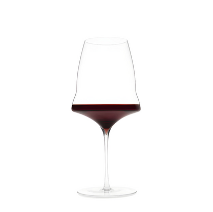 Hand-blown luxury wine glass with red wine 