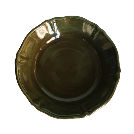 Green ceramic serving bowl