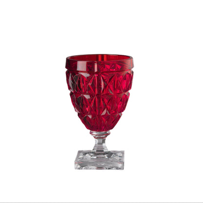 Red acrylic goblet on a white background