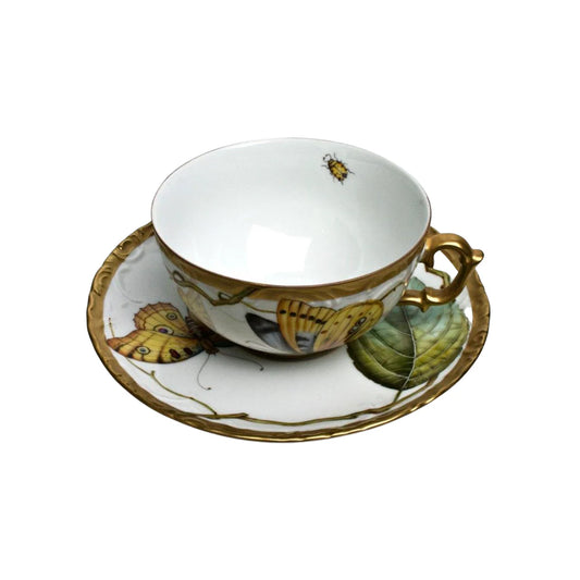 Antique Forest Leaves Tea Cup & Saucer