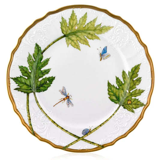 Elegant Foliage Hand Painted Dinner Plates