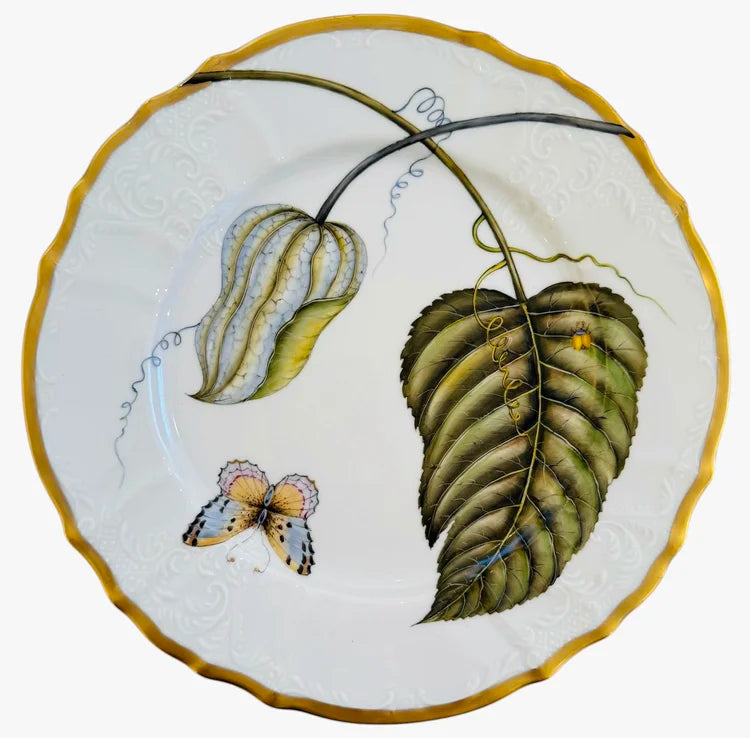 Elegant Foliage Hand Painted Dinner Plates
