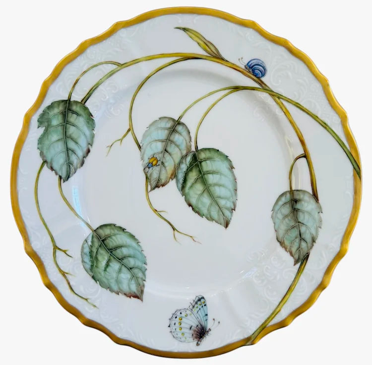 Elegant Foliage Hand Painted Dinner Plates