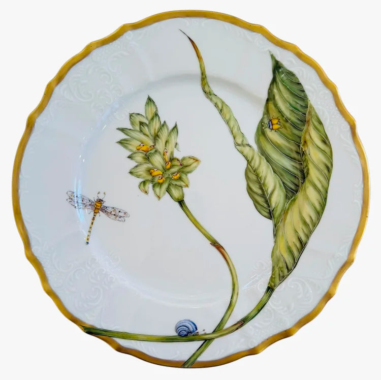 Elegant Foliage Hand Painted Dinner Plates