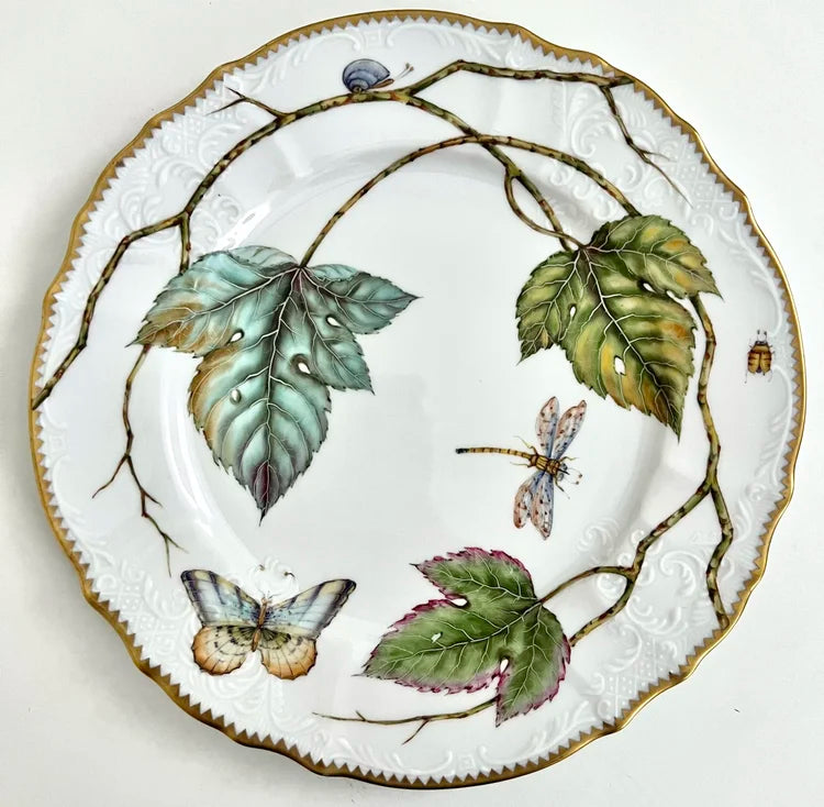 Elegant Foliage Hand Painted Dinner Plates