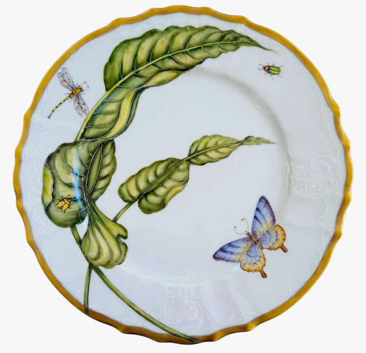 Elegant Foliage Hand Painted Dinner Plates