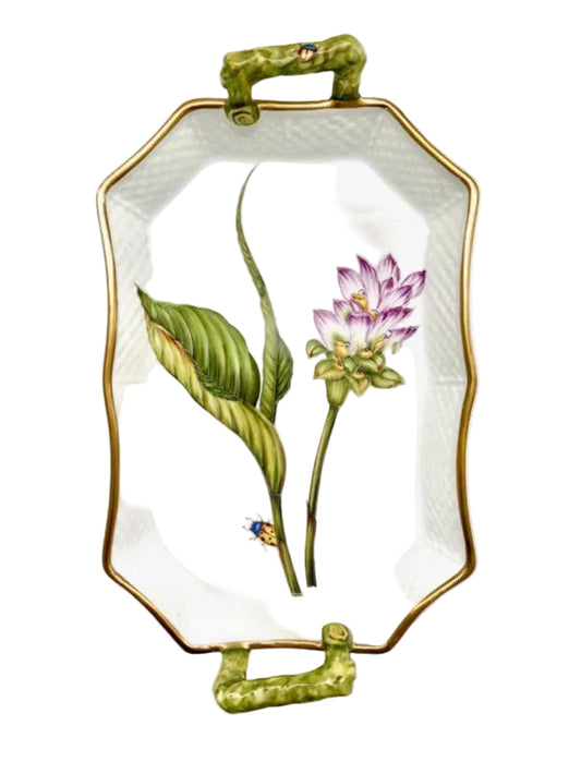 Hand Painted Rectangular Tray with Handles