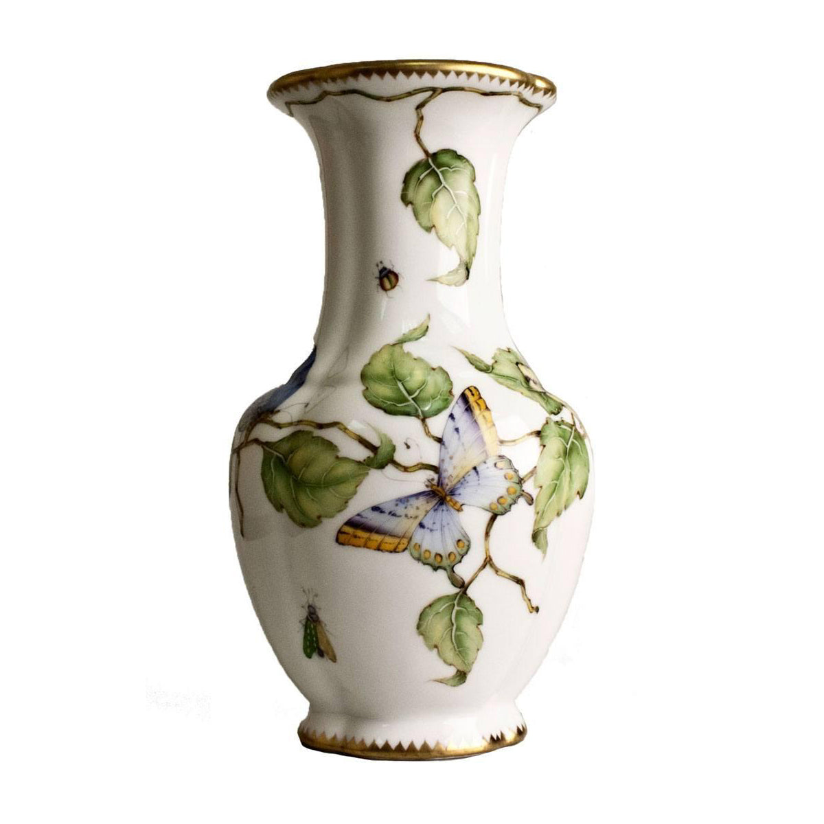 Hand Painted Vase - Butterflies & Leaves