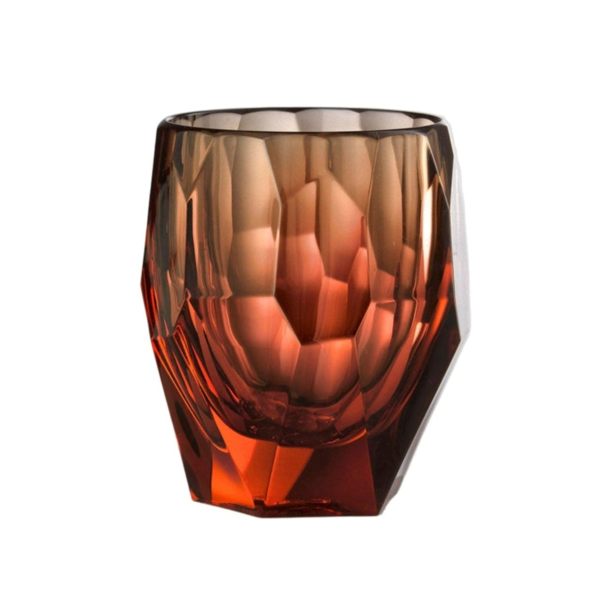 Red translucent acrylic tumbler with textured surface on a white background