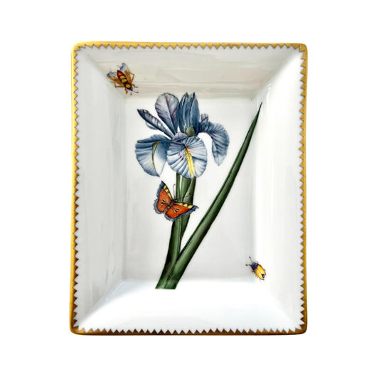 Hand Painted Vide Poche, Rectangular - Blue Iris