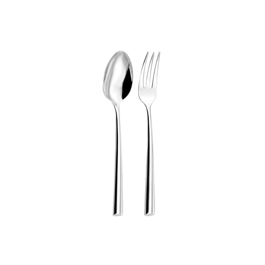 Silver spoon and fork on a white background