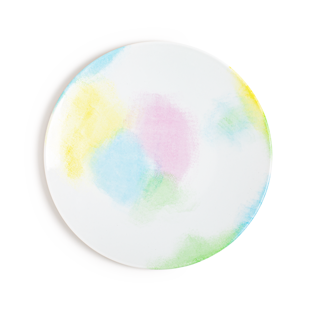 A Limoges porcelain plate with a hand-painted design featuring slightly acid pastel shades creating a powdery effect.