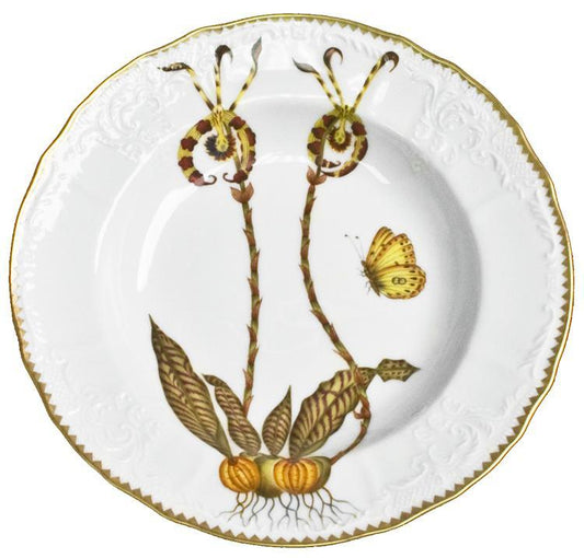 Hand Painted Orchid Rim Soup Bowl