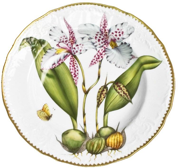 Hand Painted Orchid Rim Soup Bowl