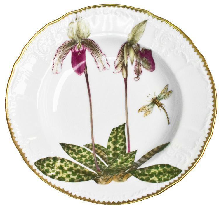 Hand Painted Orchid Rim Soup Bowl