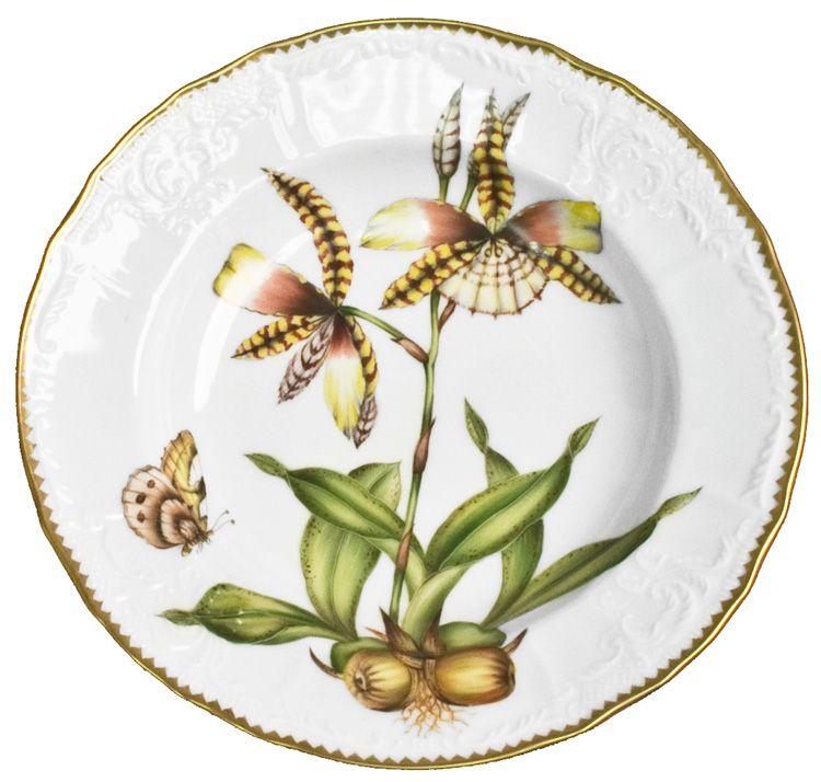 Hand Painted Orchid Rim Soup Bowl