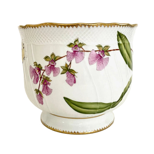 Hand Painted Cachepot, Round - Orchid