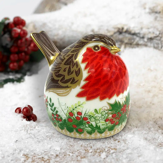 Christmas Wreath Robin Figurine/Paperweight