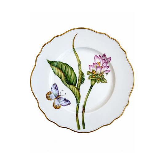 Pink Flower Hand Painted Salad/Dessert Plate