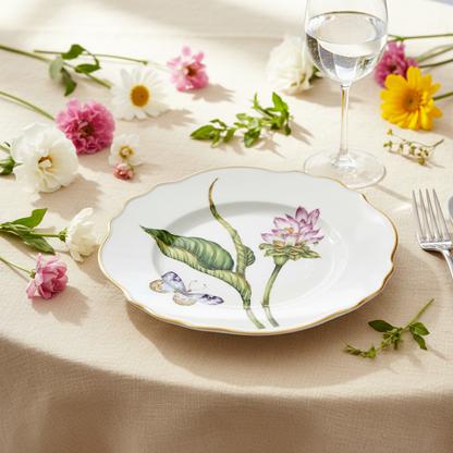 Pink Flower Hand Painted Salad/Dessert Plate