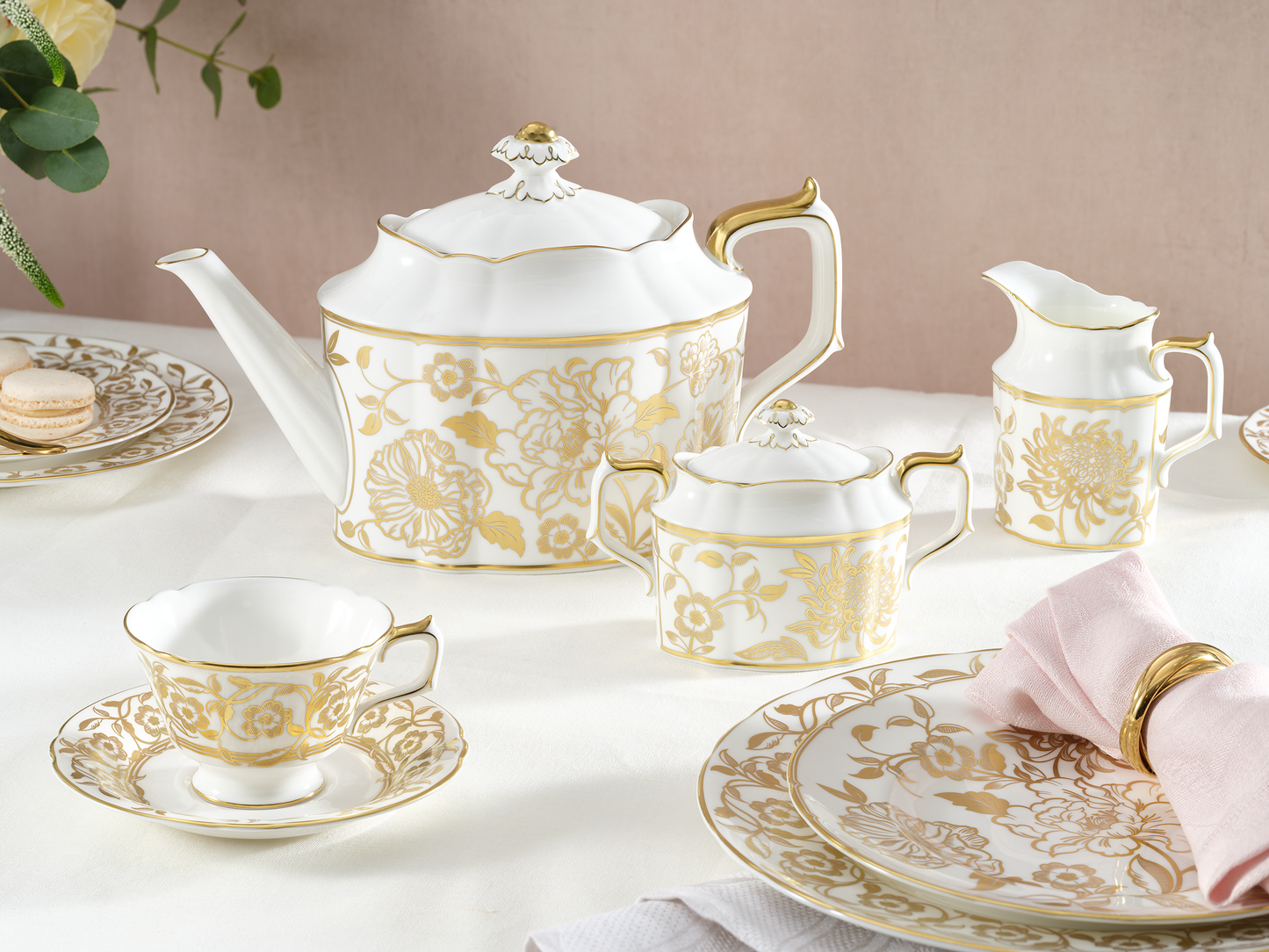 Primrose White Tea Cup & Saucer