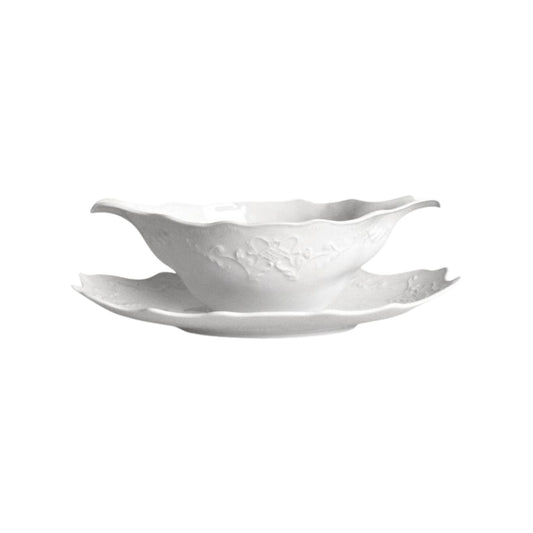 Simply Anna White Gravy Boat & Stand