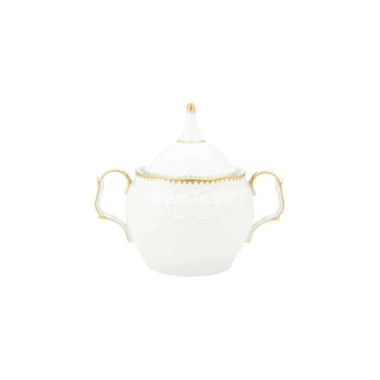 Simply Anna White & Gold Covered Sugar Bowl
