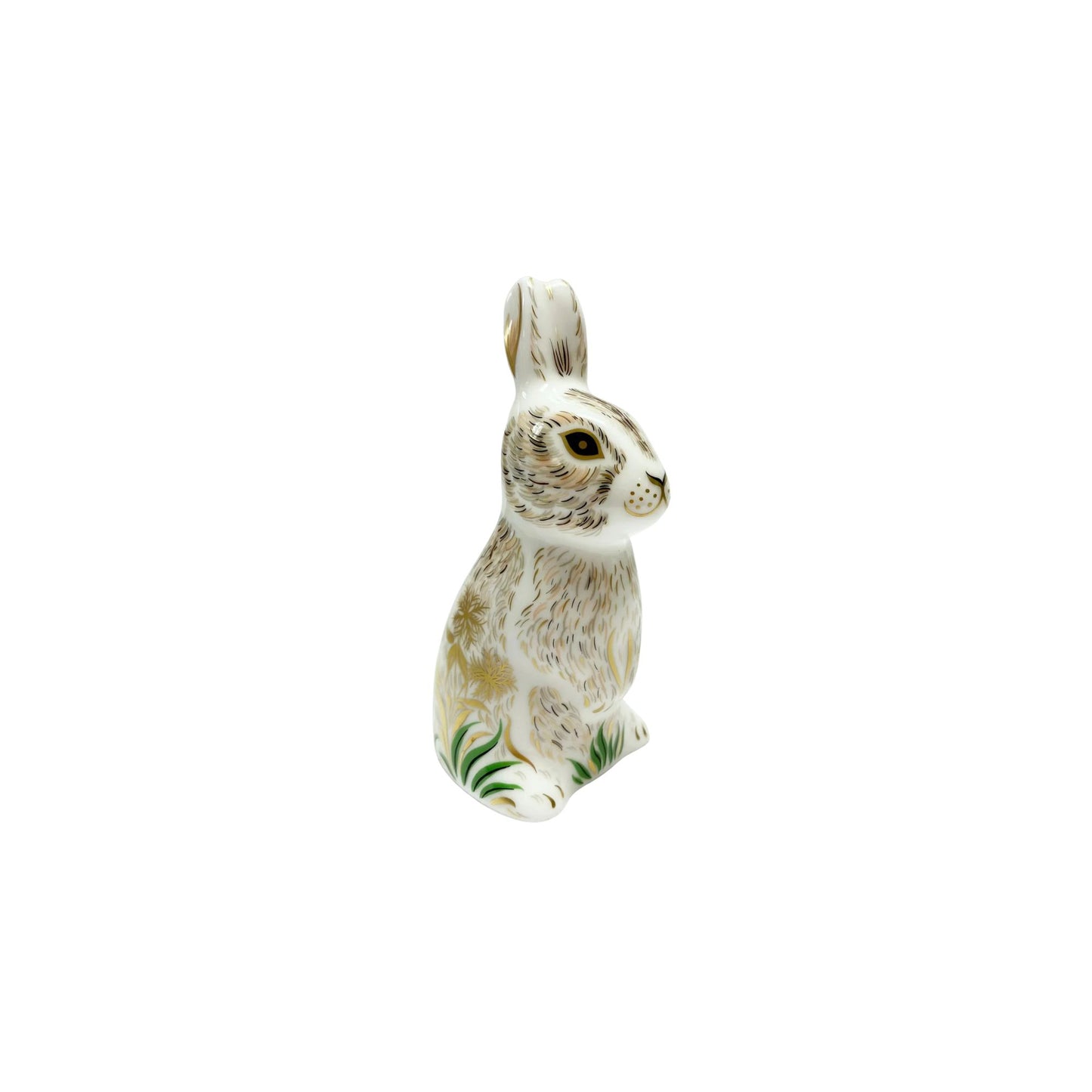 Bone china rabbit figurine on a white background