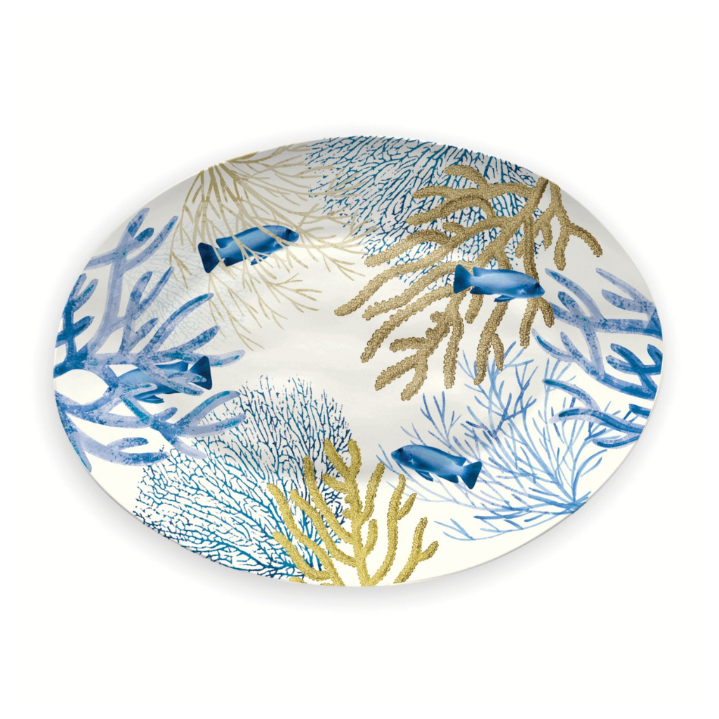 Coral Melamine, Large Oval Tray