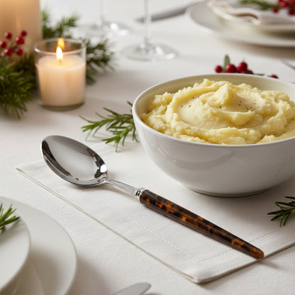 Spoon with tortoiseshell handle on a white background