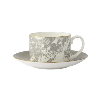 Crushed Velvet Grey Tea Cup & Saucer