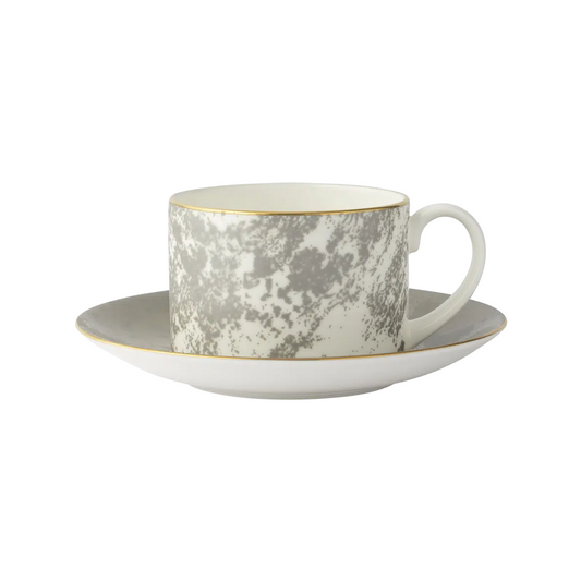 Crushed Velvet Grey Tea Cup & Saucer