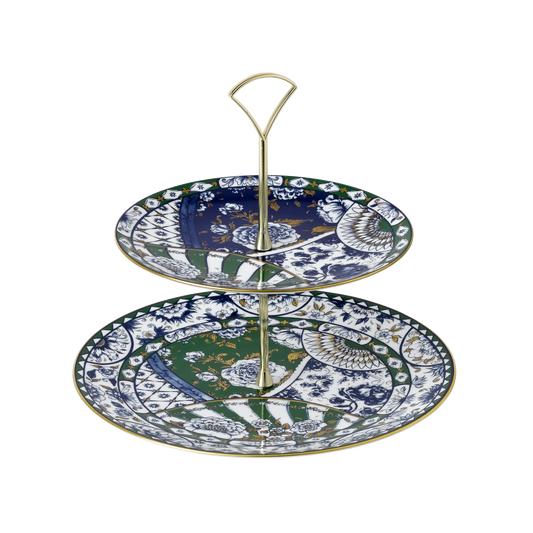 Victoria's Garden Blue & Green 2 Tier Stand