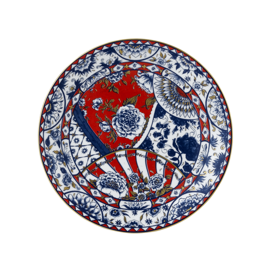 Victoria's Garden Blue & Red Dinner Plate