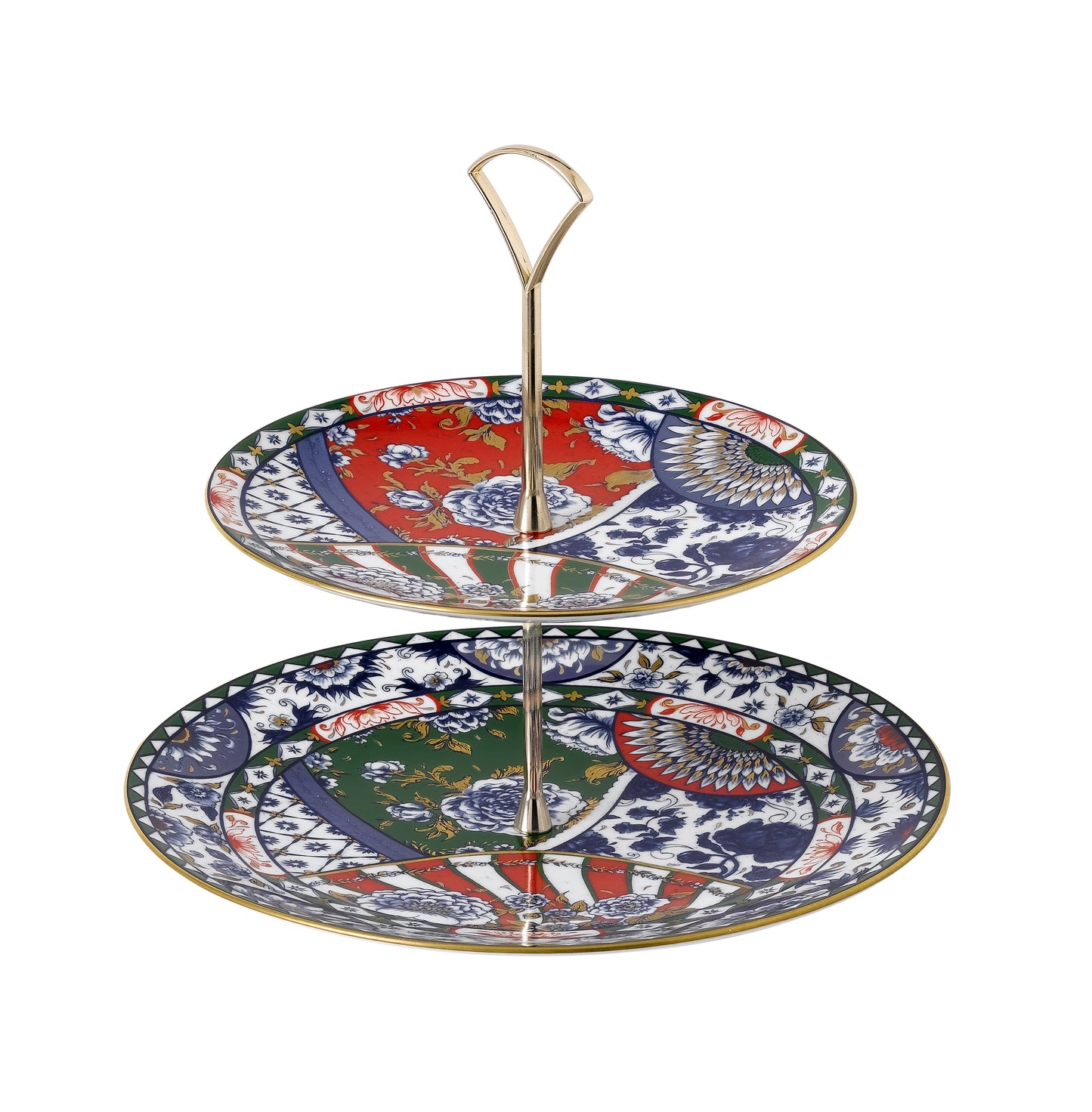 Victoria's Garden Blue, Green & Red 2 Tier Stand