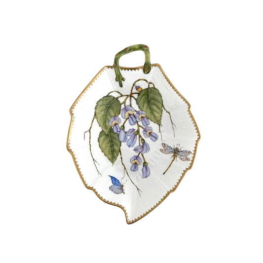 Hand Painted Leaf Plate - Wisteria