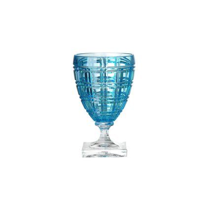 Blue textured acrylic goblet on a white background