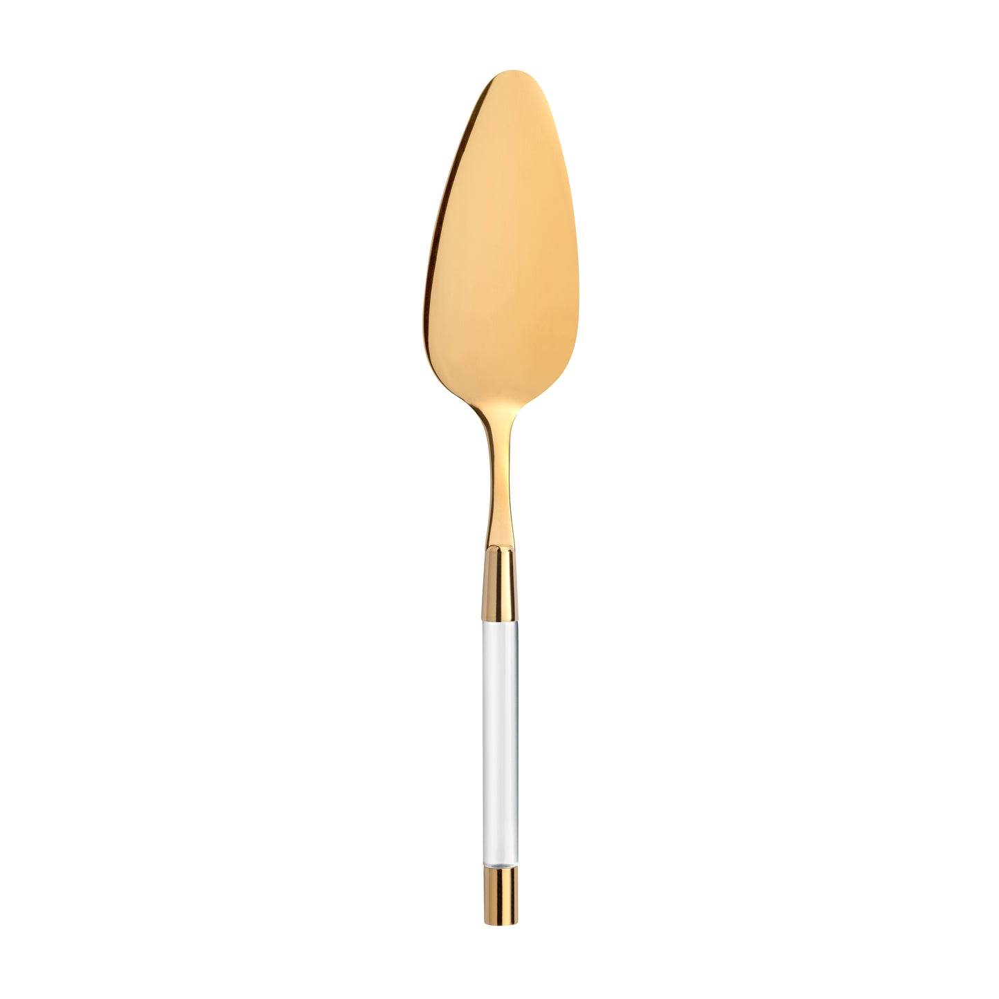 Gold dessert server on a white background. Perfect for cake, pie, or pizza.