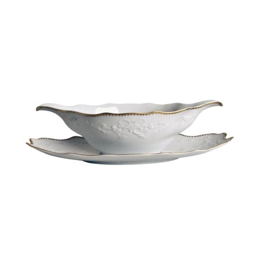 SIMPLY ANNA - GOLD GRAVY BOAT & STAND